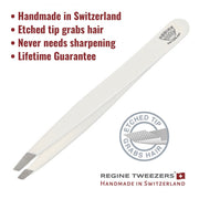 White Slant Tip Tweezer - Regine Tweezers